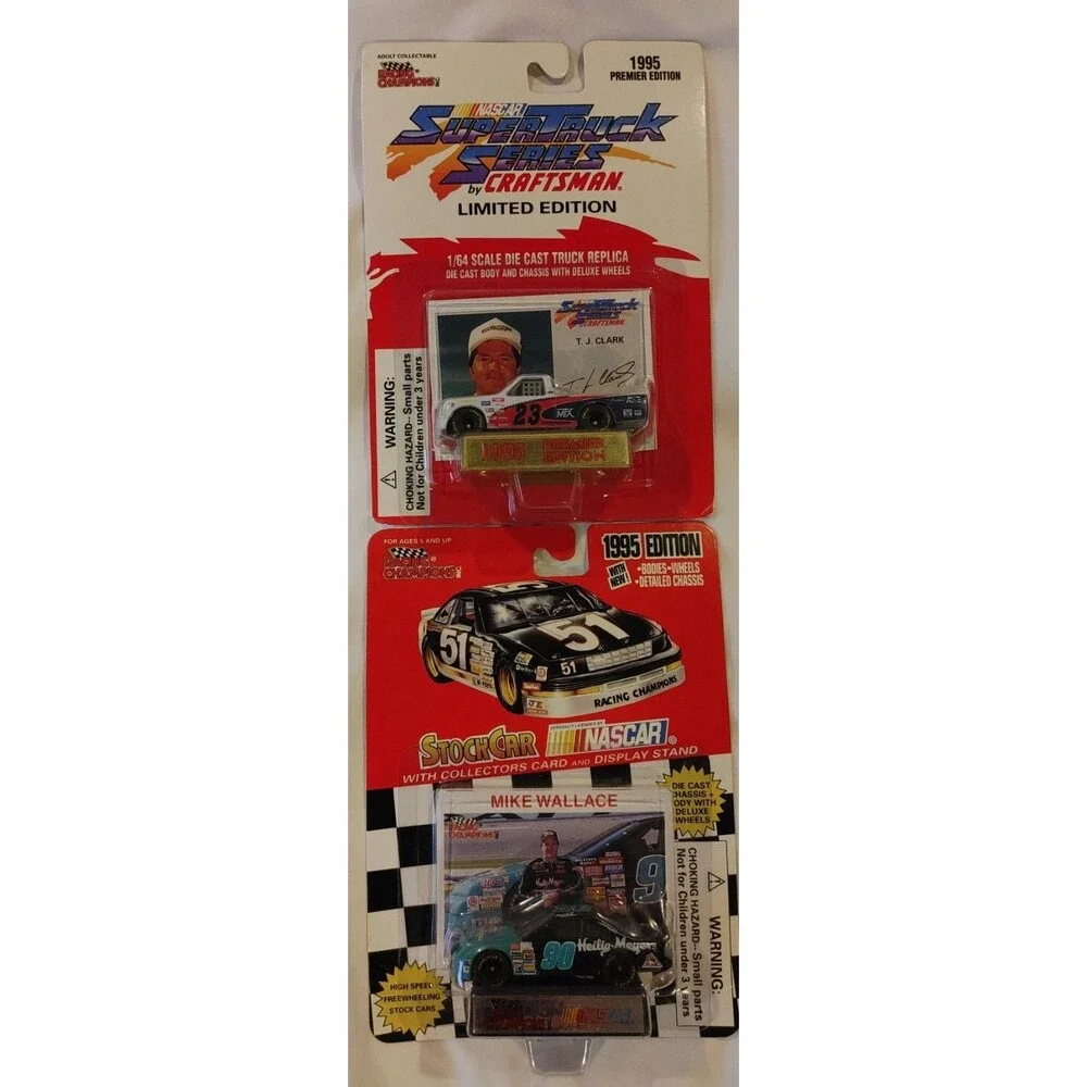 (2) 1995 NASCAR 1:64 Die Cast TJ Clark & Mike Wallace Limited Premier Edition